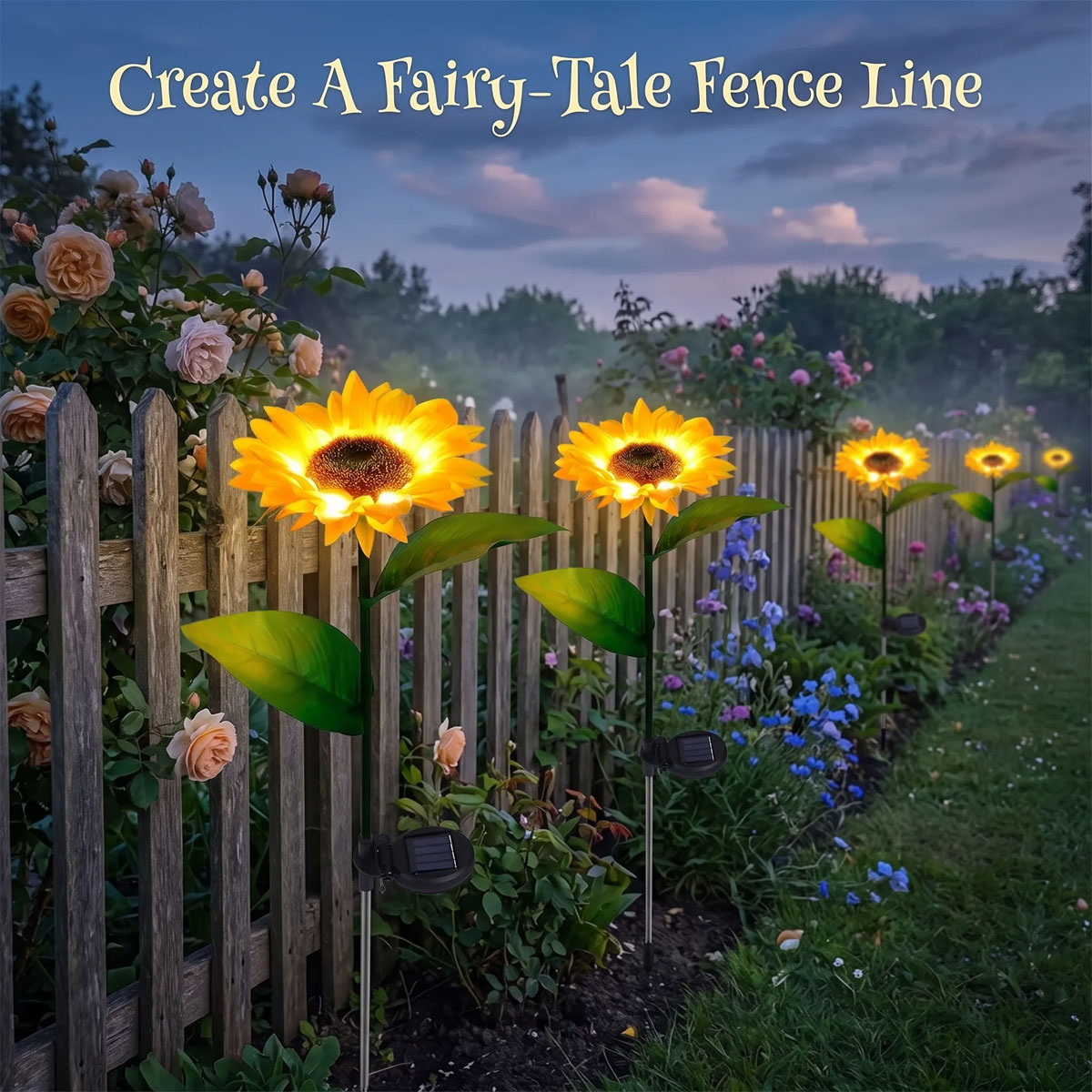 IP65 waterproof sunflower lights in the rain